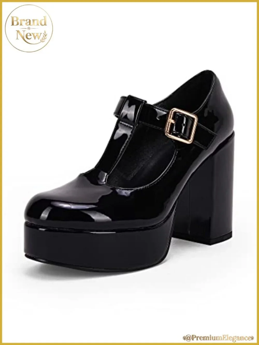 Womens T-Strap Platform Heels Chunky Mary Jane Dress Shoes Patent